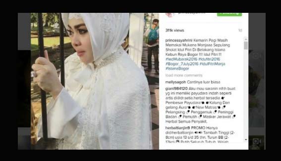 Mukena Idul Fitri Syahrini Hebohkan Netizen, Bagi-bagi Amplop Lagi
