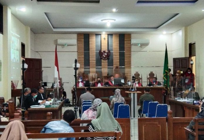 Suasana sidang suap Bupati Lampung Tengah Mustafa Pengadilan Negeri Tindak Pidana Korupsi (Tipikor) Tanjungkarang Lampung, Kamis (4/3/2021). Sidang ini menghadirkan saksi Musa Zainuddin, mantan ketua DPW PKB Lampung yang kini dipenjara.