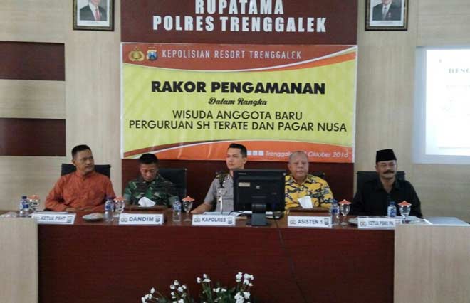Polres Trenggalek Gelar Rakor Pam Wisuda Anggota Baru PSH Terate