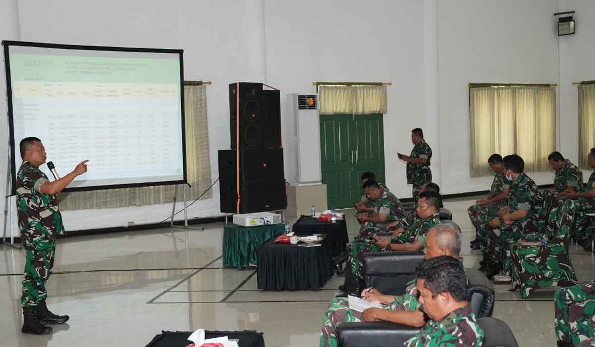 Kasiren Korem 084/BJ, Kolonel Kav Ari Setyawan Wibowo, saat membuka pelaksanaan kegiatan pendataan pembinaan Logistik Wilayah Semester II TA 2022.