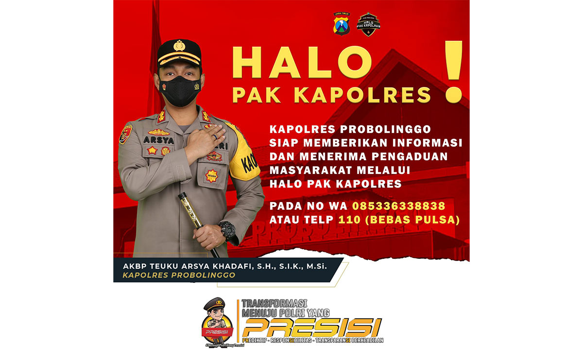 Polres Probolinggo Luncurkan 'Halo Pak Kapolres', Bisa Lapor Kondisi Darurat dan Adukan Polisi Nakal
