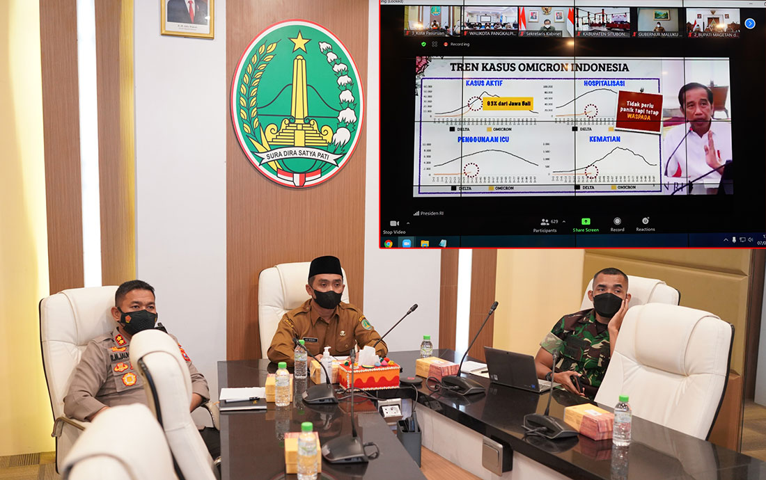Ikuti Vidcon dengan Presiden Jokowi, Wawali Adi Sampaikan Perkembangan Covid-19 di Kota Pasuruan