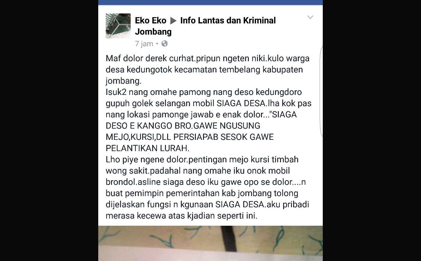 Curhatan seorang warga di facebook terkait MSD.