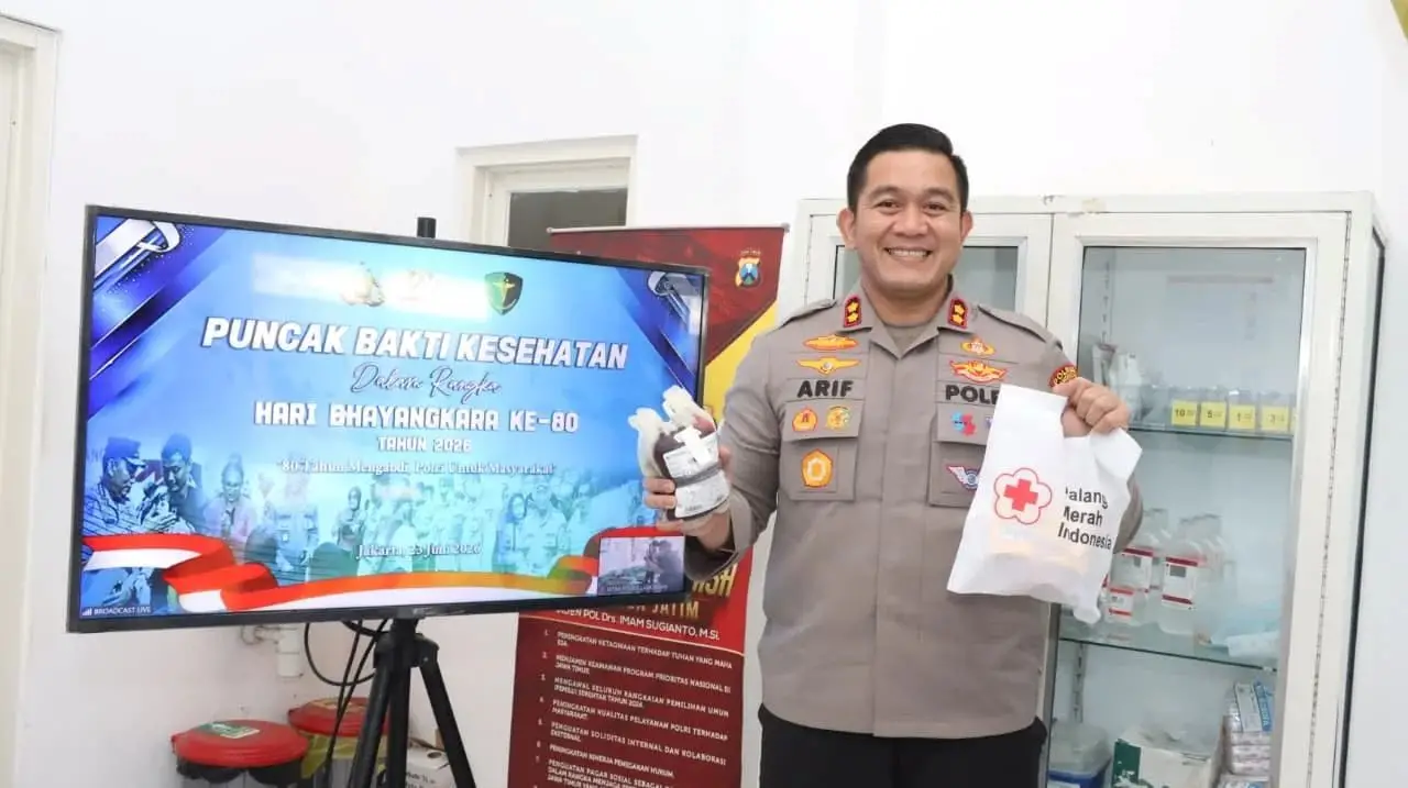 Peringati Hari Bhayangkara, Polres Lamongan Himpun 84 Kantong dari Kegiatan Donor Darah