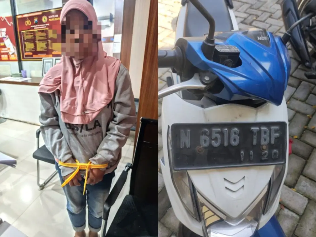 Ada Kesempatan, Wanita di Beji Pasuruan Kepergok Curi Motor