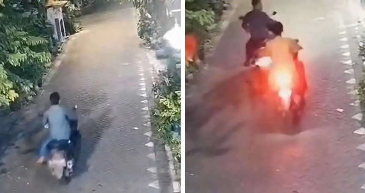CCTV Rekam Aksi Curanmor di Perak Surabaya