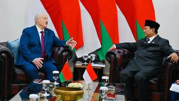 Presiden Belarus Aleksandr Lukashenko dan Presiden Prabowo Subianto di Istana Merdeka, Jakarta (dok. Setpres)