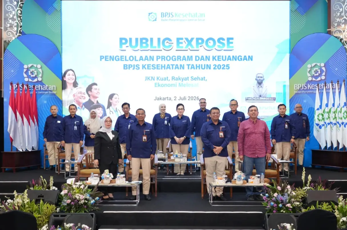  Direktur Utama BPJS Kesehatan, Prihati Pujowaskito dan jajaran saat acara public expose. (Ist). 
