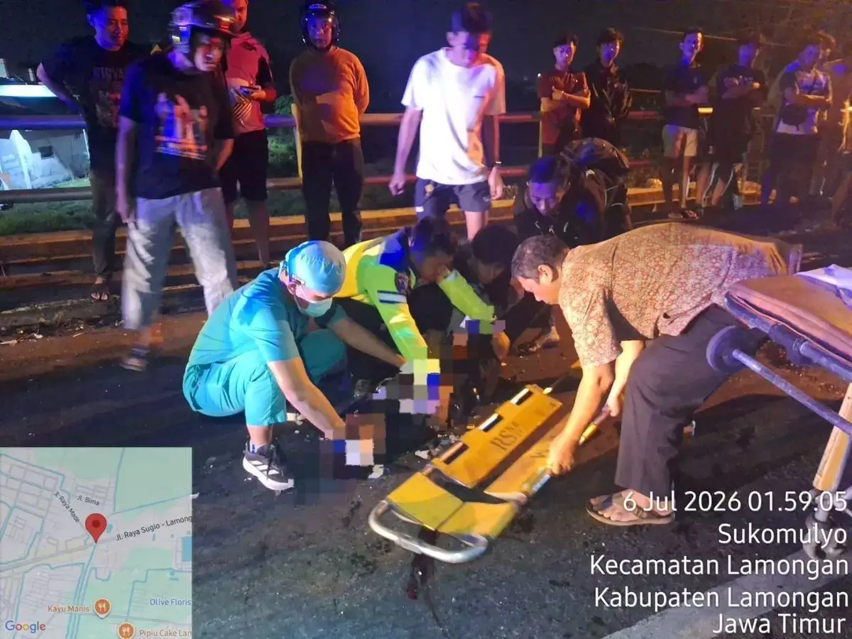 Adu Banteng Pemotor di Jembatan Made Lamongan, Dua Pelajar Tewas
