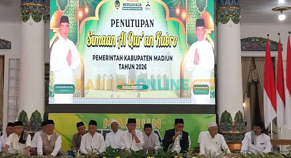 Wakil Bupati Madiun saat memberi sambutan. Foto: HENDRO SUHARTONO/BANGSAONLINE