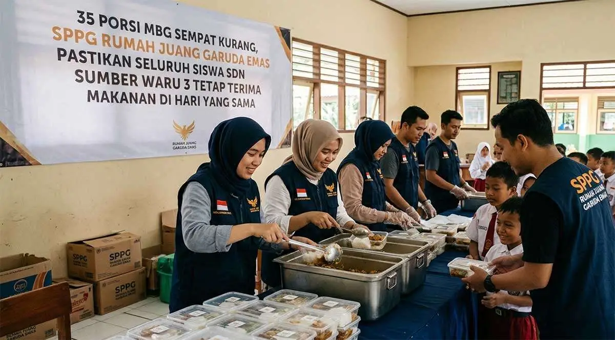 SPPG Rumah Juang Garuda Emas Pastikan Distribusi MBG di SDN Sumber Waru 3 Berjalan Lancar