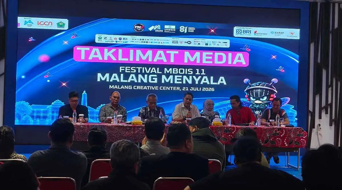 Konferensi pers terkait pelaksanaan Festival Mbois ke-11 di Malang Creative Center.