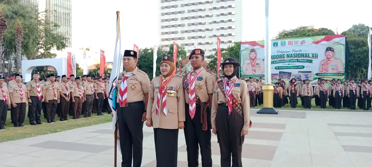 Lepas 1.537 Kontingen Jatim di Jambore Nasional, Gubernur Khofifah Beri Pesan Persatuan