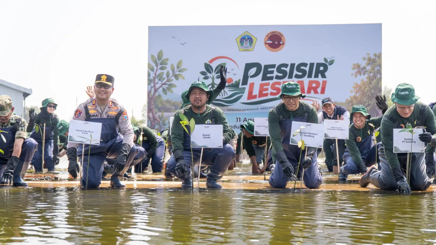 Kick Off Pesisir Lestari, PT Smelting Tanam 10.000 Mangrove Bareng Bupati Gresik