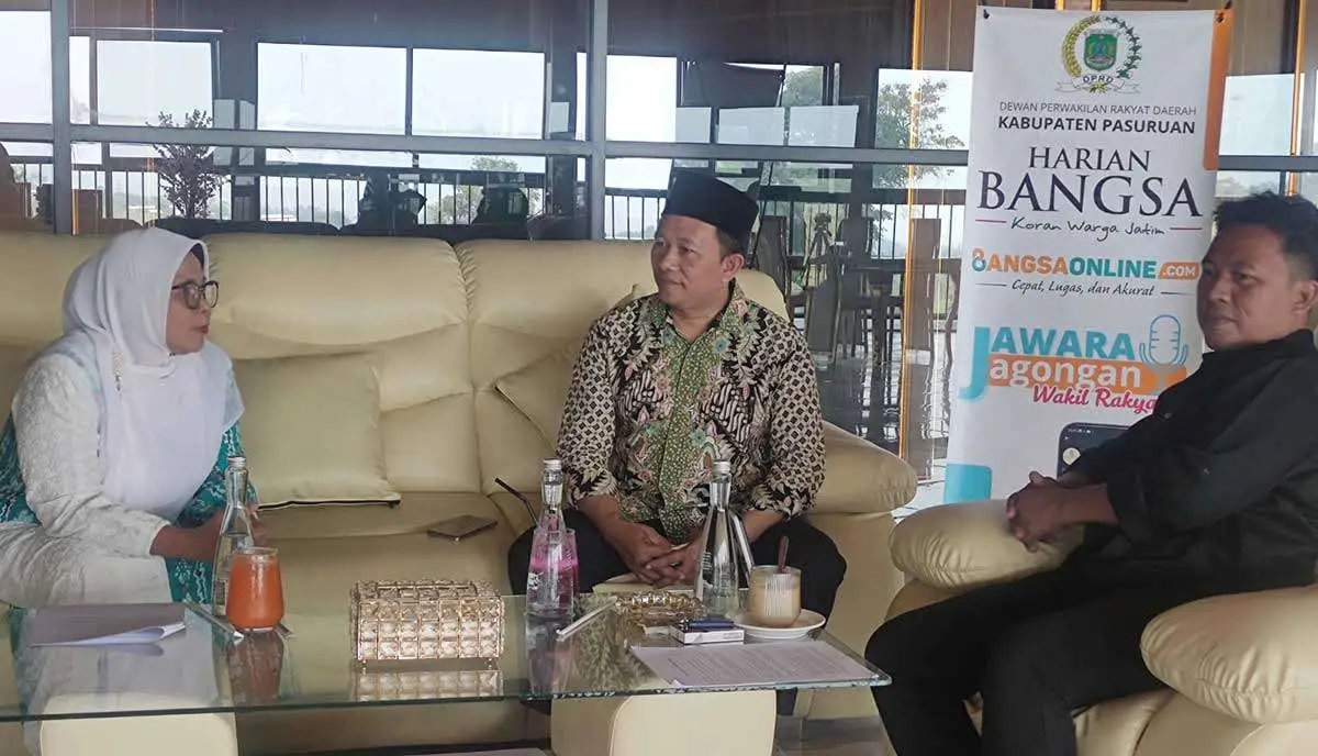 Anggota Komisi II DPRD Kabupaten Pasuruan saat podcast bersama BANGSAONLINE dalam program Jawara atau akronim dari Jagongan Wakil Rakyat.