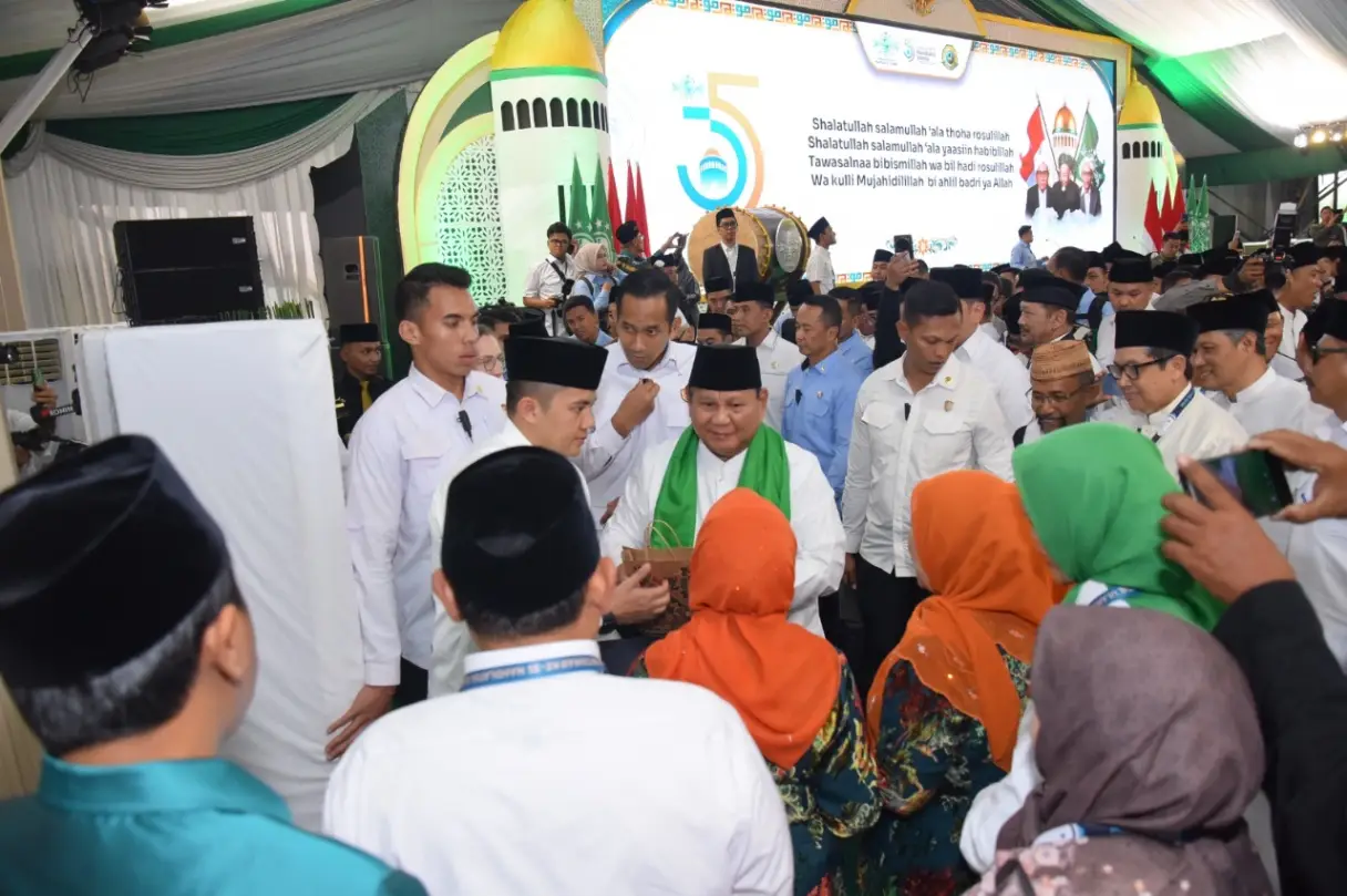 Presiden Prabowo Subianto usai membuka Muktamar ke-35 NU