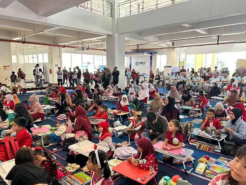 Peserta Membludak, 112 Anak Lolos Seleksi Lomba Mewarnai Tugu Tirta Kota Malang di MCC