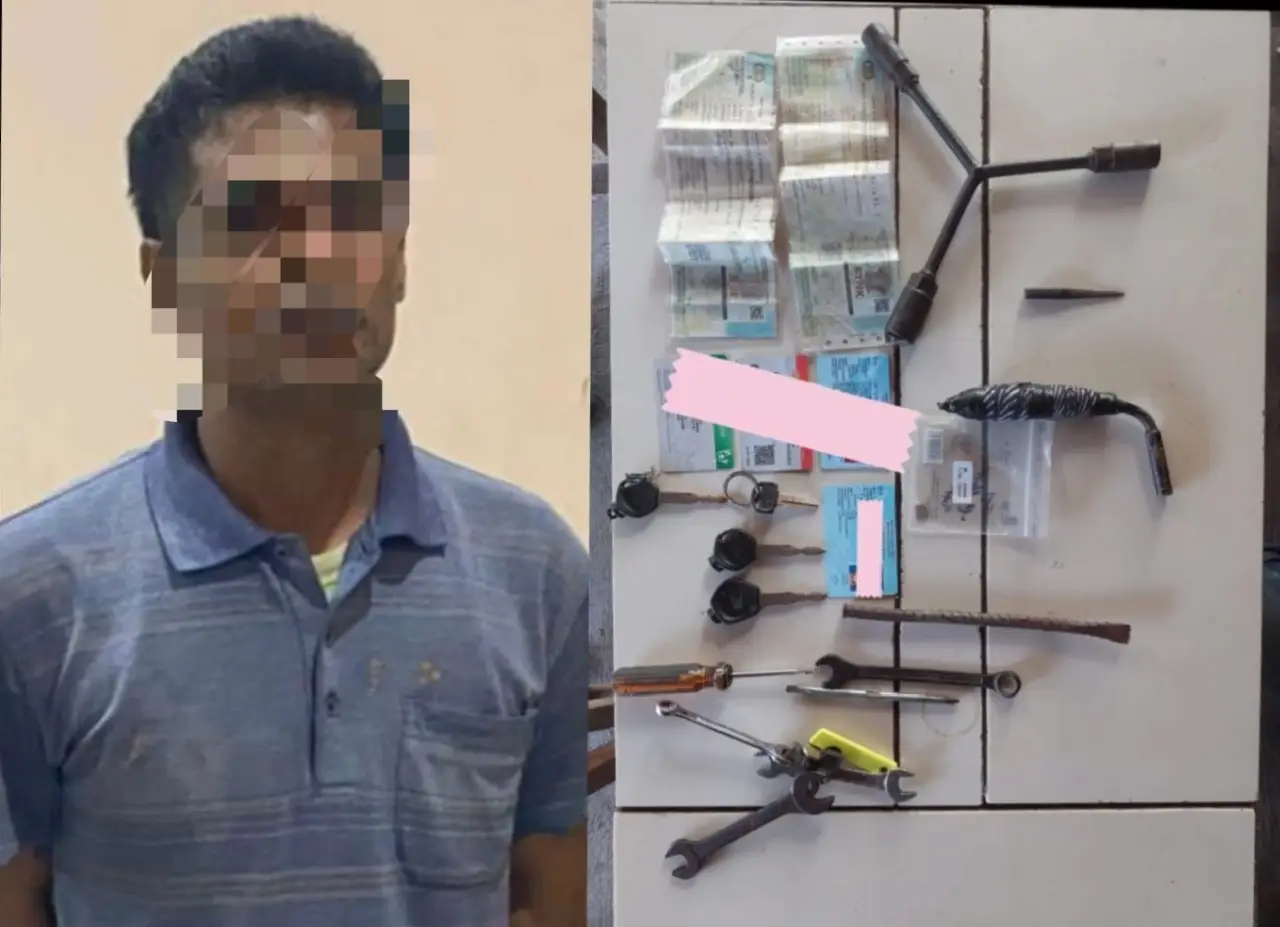 Pelaku beserta barang bukti yang diamankan