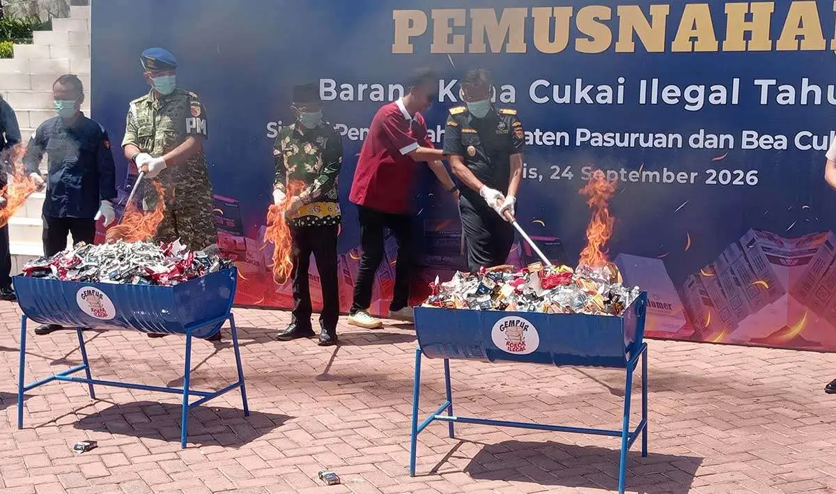 Pemkab Pasuruan dan Bea Cukai Musnahkan 11,7 Ton BKC Ilegal