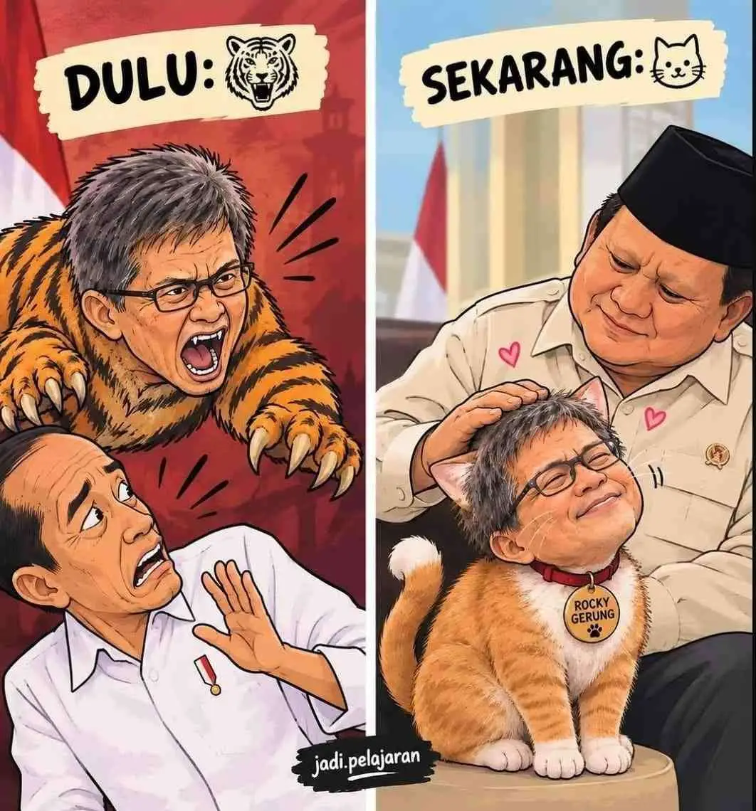 Salah satu meme Rocky Gerung yang muncul dan viral di media sosial
