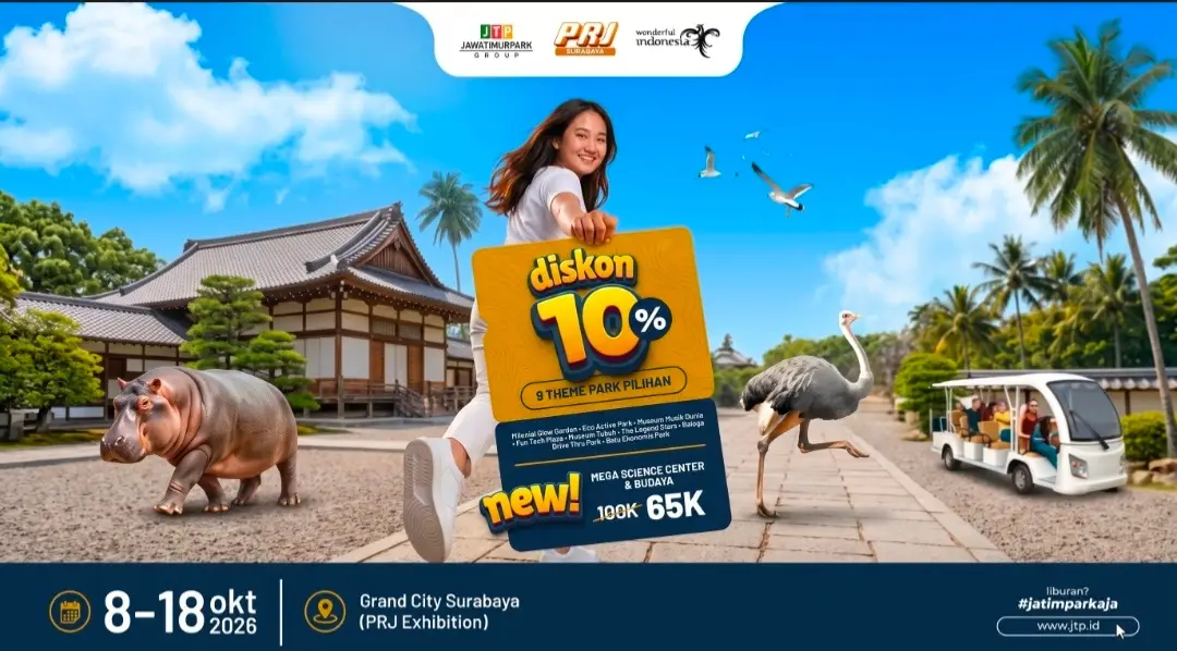 JTP Grup Hadirkan Harga Spesial 9 Theme Park dan Mega Science di PRJ Surabaya 2026