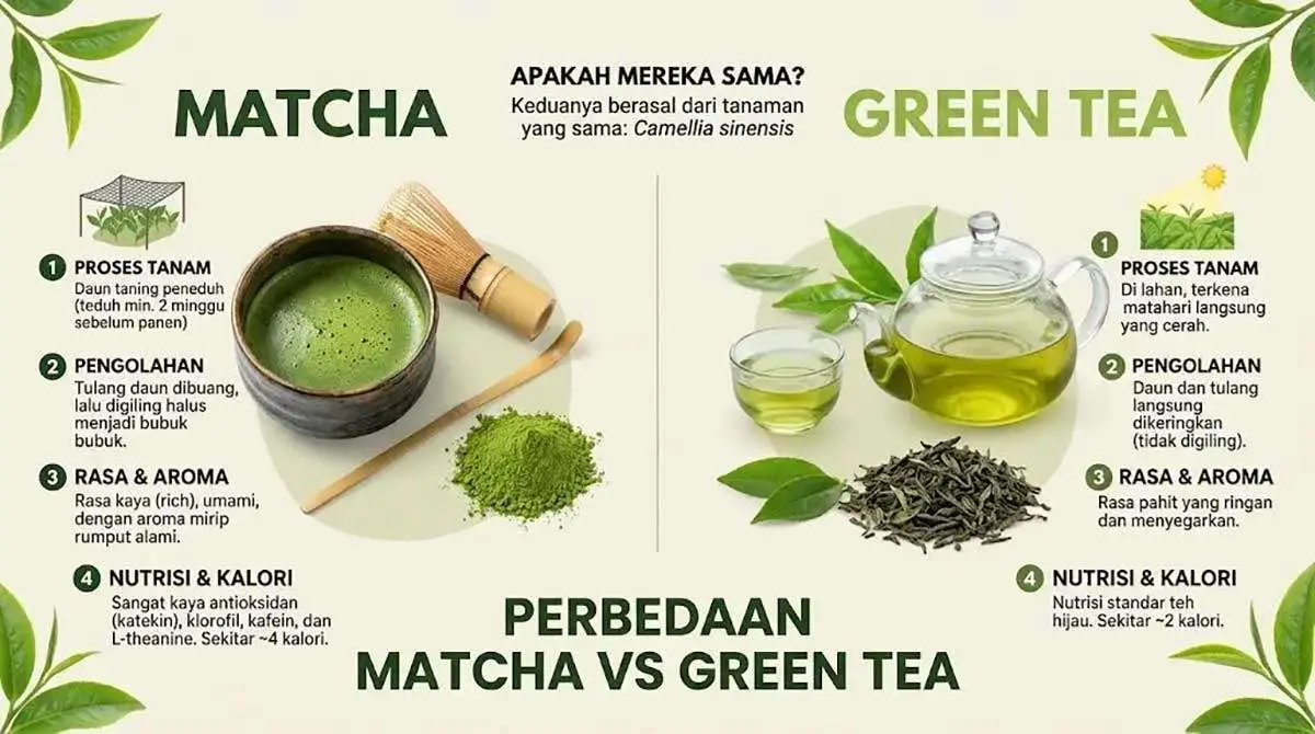 Perbedaan Matcha dan Green Tea, dari Proses hingga Kandungannya