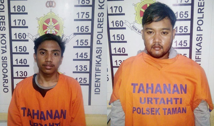 Kedua tersangka kasus curanmor di Taman, Sidoarjo.