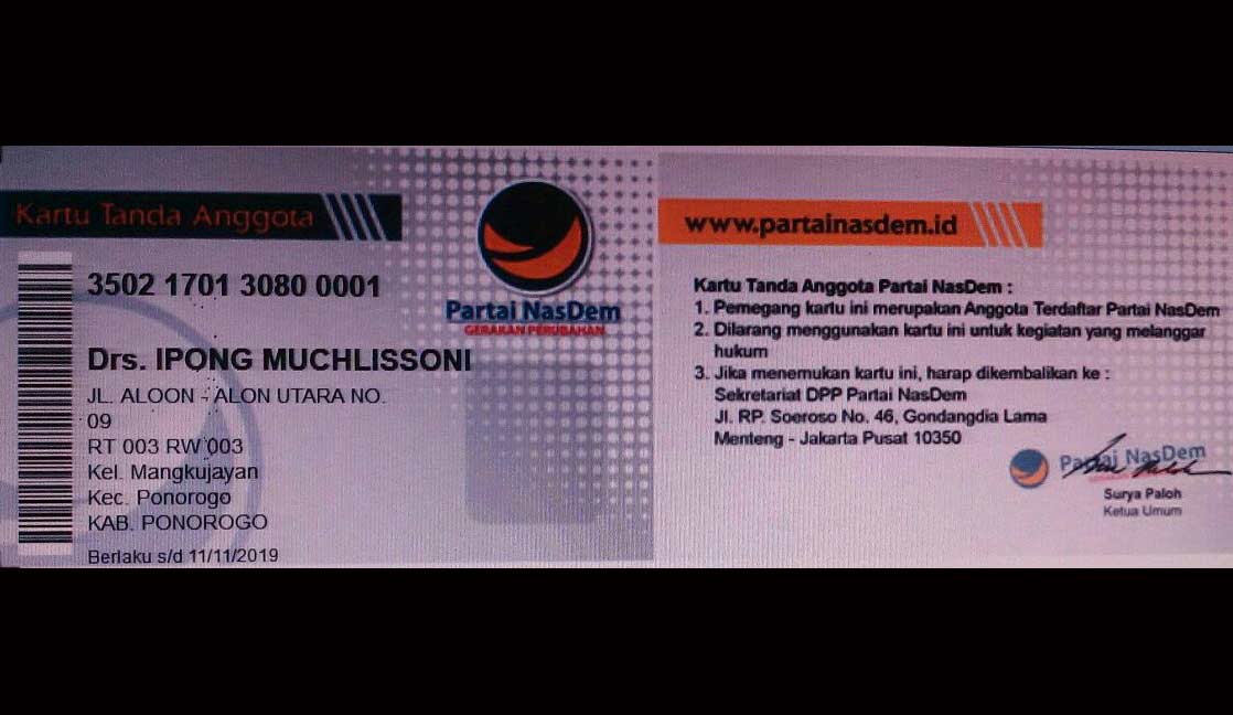 Ipong Muchlisoni Pindah ke Partai NasDem?