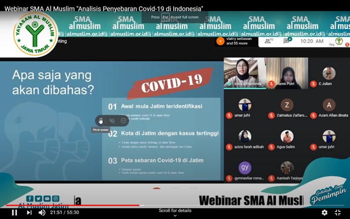 Webinar bertema Covid-19 yang digelar oleh siswa SMA Al Muslim Sidoarjo. foto: ist