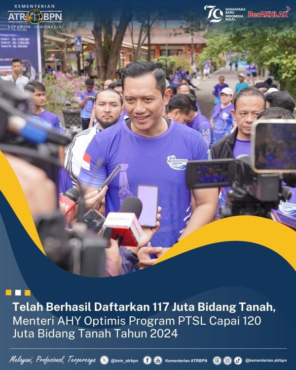 Menteri AHY Optimis Target 120 Juta Bidang Tanah Terdaftar Program PTSL di 2024
