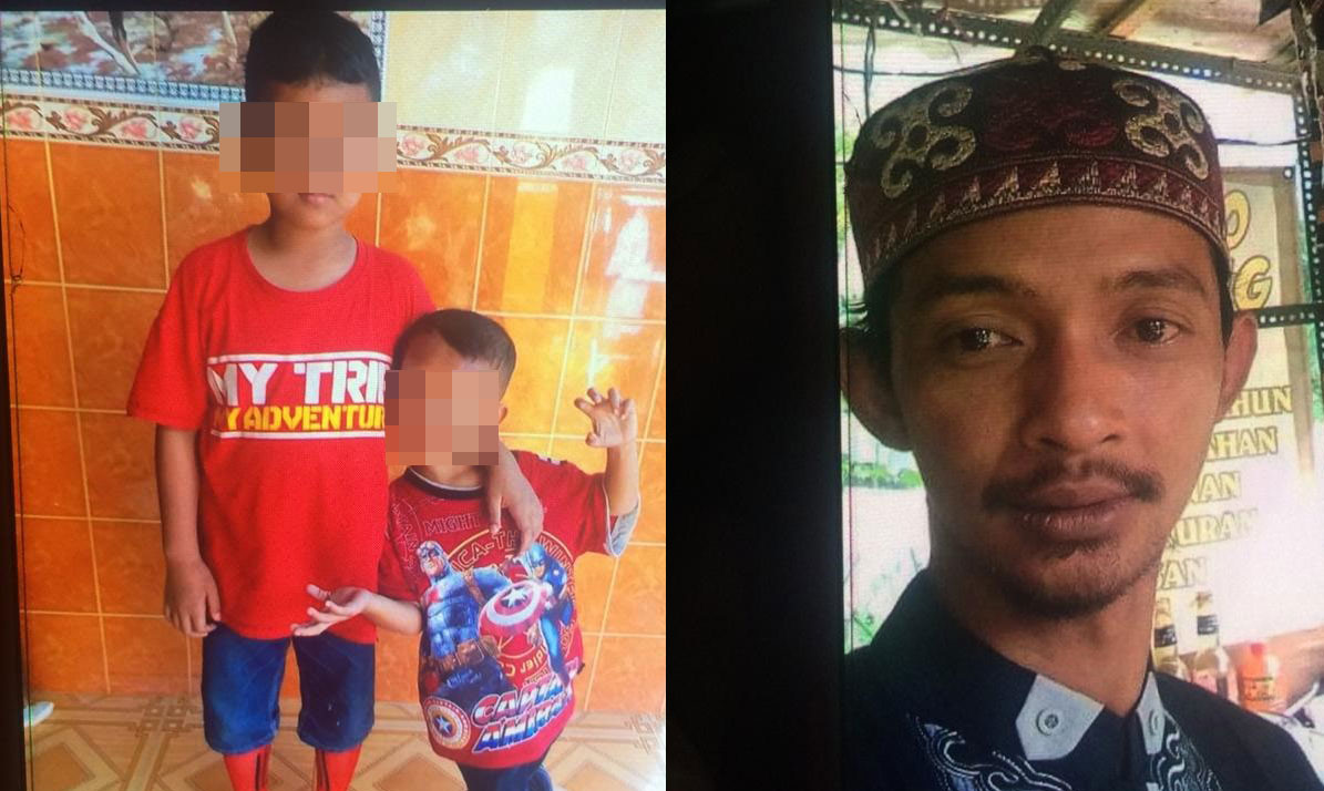 Foto RP dan GP (kiri), serta Slamet Suyono, ayah kedua bocah malang tersebut. foto: MUJI HARJITA/ BANGSAONLINE