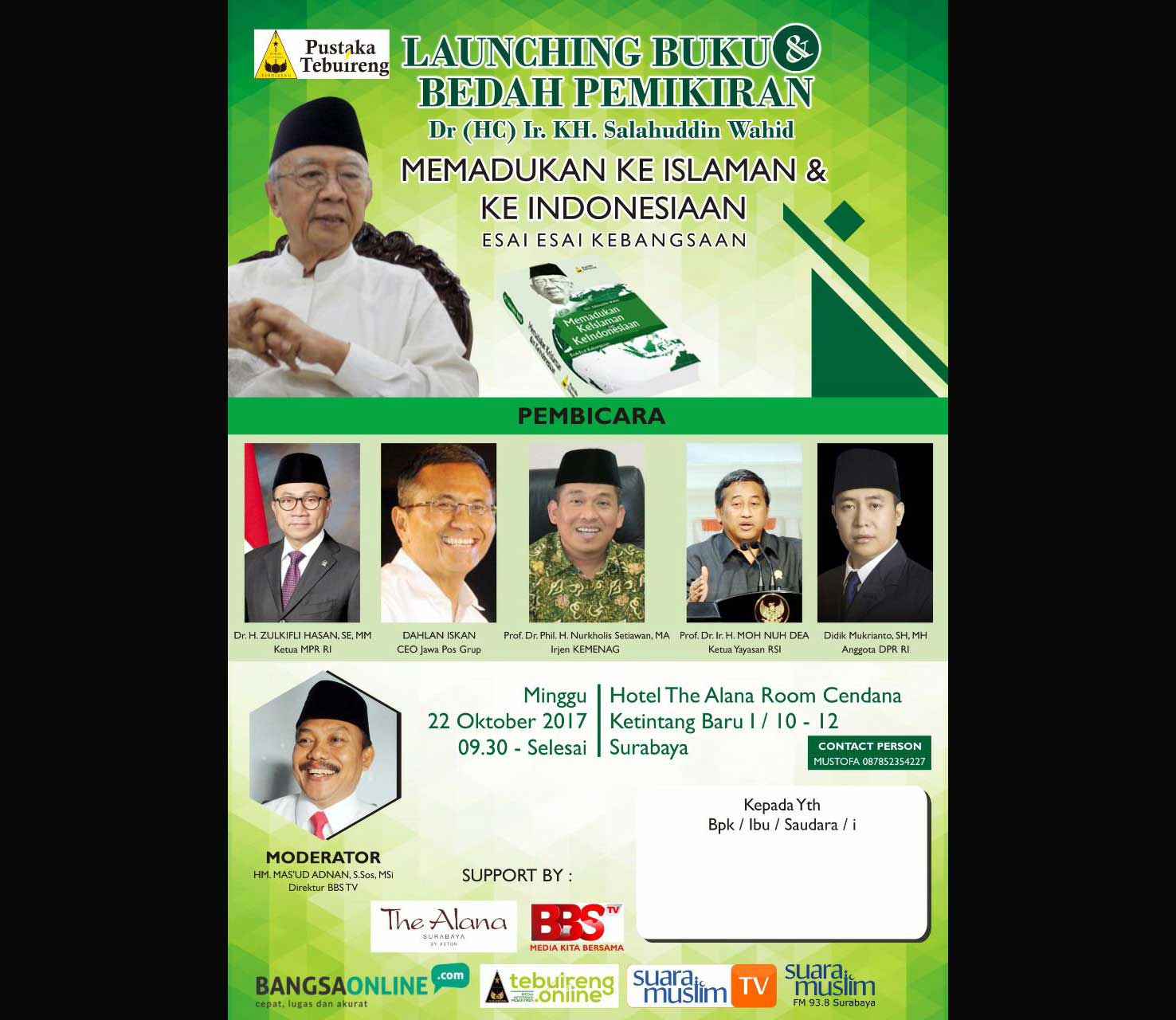 Dua Buku Bakal Dibedah, Karya Gus Solah Keislaman-Keindonesiaan dan Keteladanan Kiai Syansuri Badawi