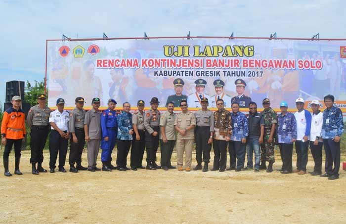 BPBD Gresik Uji Lapang Kontijensi Banjir Bengawan Solo