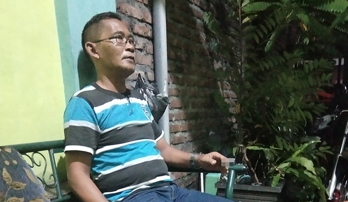 Sugito saat mampir di Posko Harian Bangsa Pasuruan, Jalan Gajah Mada 206, Bangil. foto: SUPARDI/ BANGSAONLINE