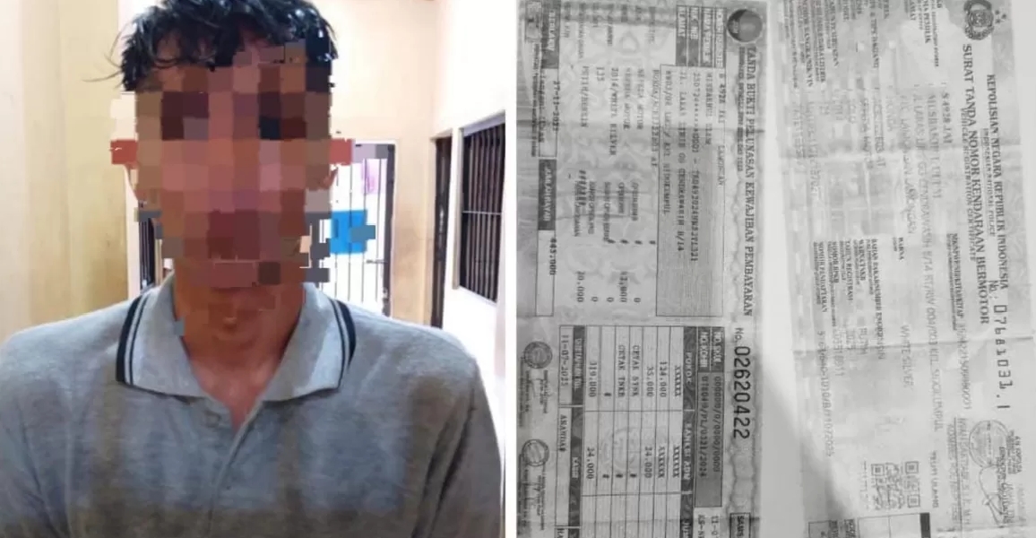 Tersangka HM (29) warga Sumbermanjing Wetan Kabupaten Malang saat diamankan di Polres Lamongan