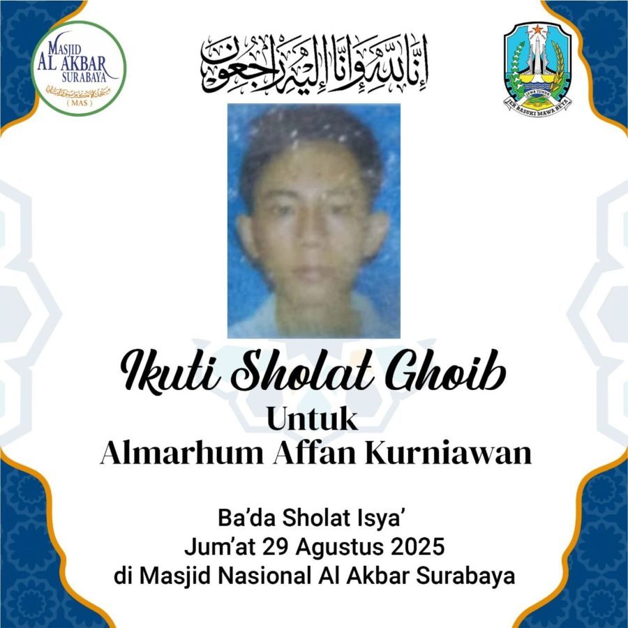 Pemprov Jatim Gelar Salat Gaib untuk Driver Ojol yang Tewas Dilindas Mobil Rantis Polisi