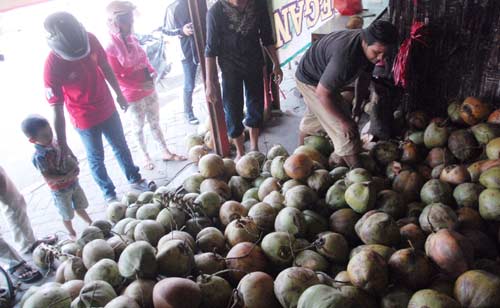 Pemilik Lapak Kelapa Muda Rasakan Berkah Ramadan