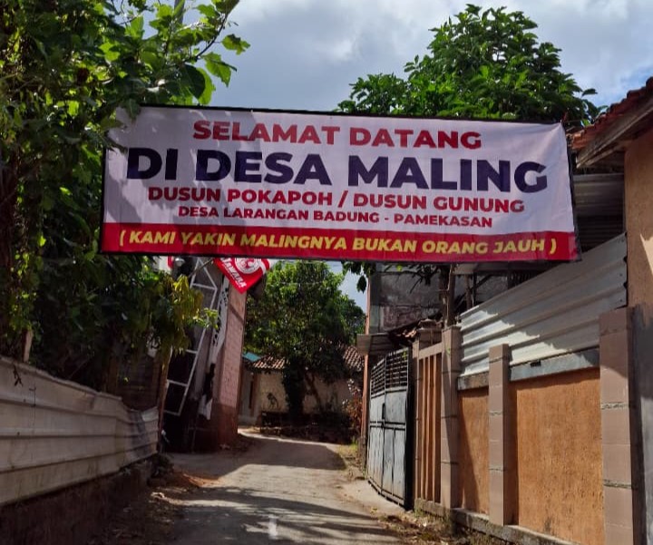 Resah Marak Pencurian, Warga di Pamekasan Pasang Spanduk 'Selamat Datang di Desa Maling'
