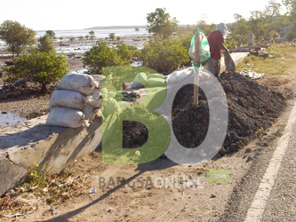 Aktifitas penambangan pasir yang kian mendekati pantai camplong. Foto:bahri/BANGSAONLINE