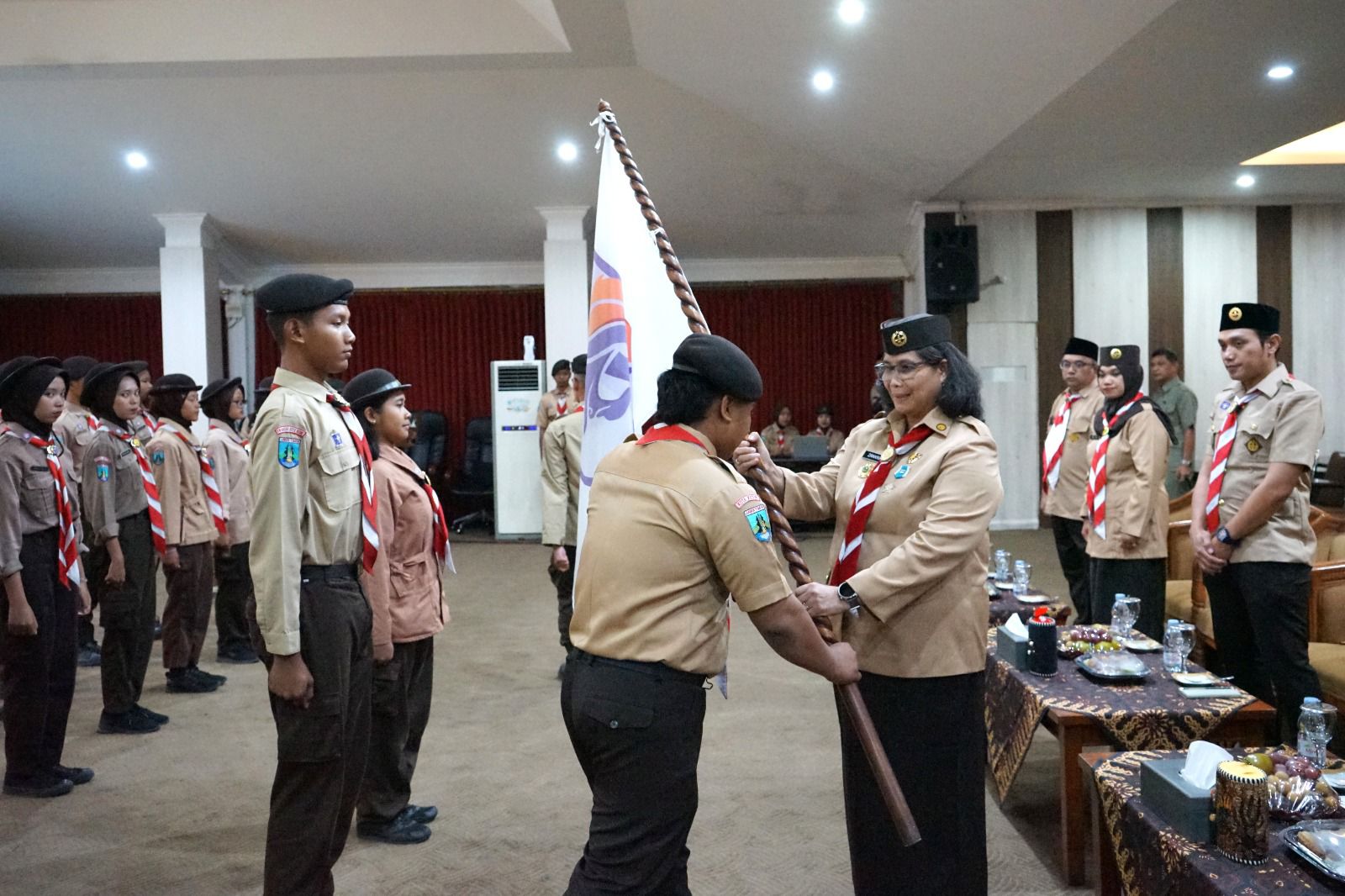 Pesan Pj Zanariah di Pelepasan Kontingen Peran Saka Jatim 2024 Kwarcab Pramuka Kota Kediri