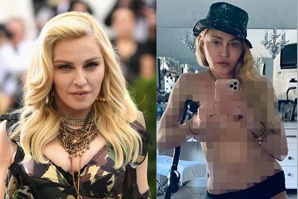 Si Nenek Centil Madonna Berpose Tanpa BH