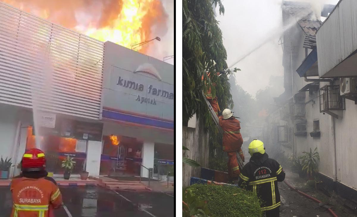 Korsleting, Apotek Kimia Farma Diponegoro Terbakar Hebat