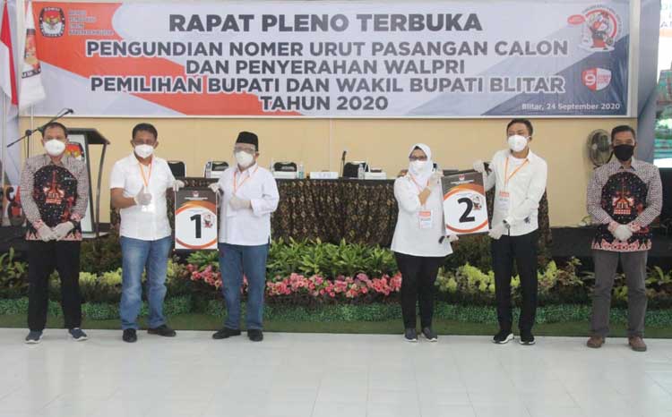 Nomor Urut Paslon Pilbup Blitar Disahkan, Ini Urutannya