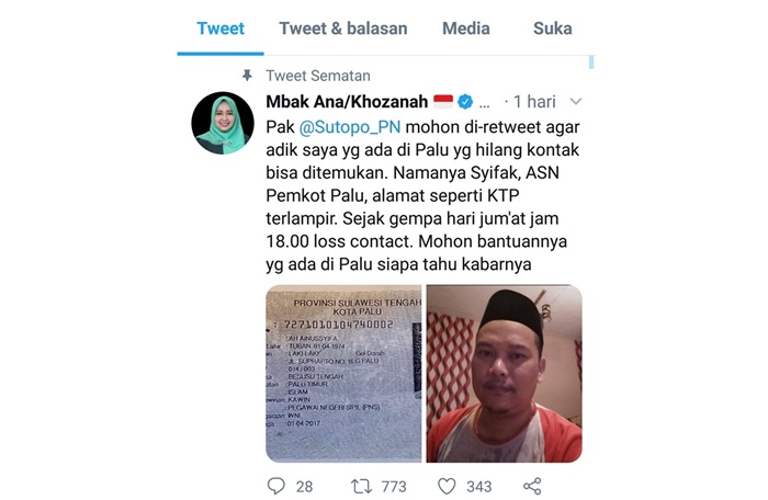 Pasca Tsunami, Adik Sepupu Anggota DPRD Jatim Khozanah Hidayati Hilang