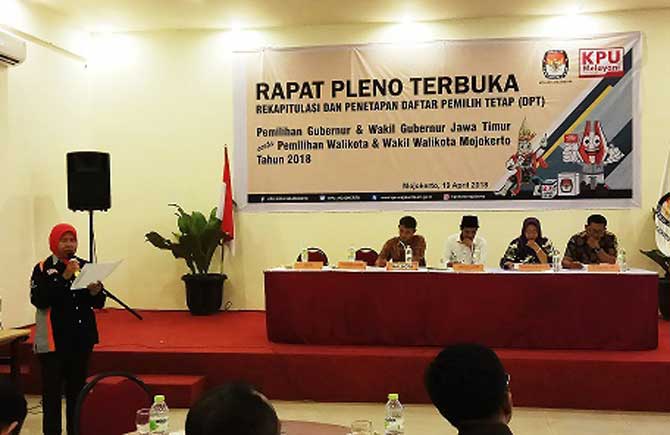 Jumlah DPT Pilkada Kota Mojokerto Cuma Naik 1.585