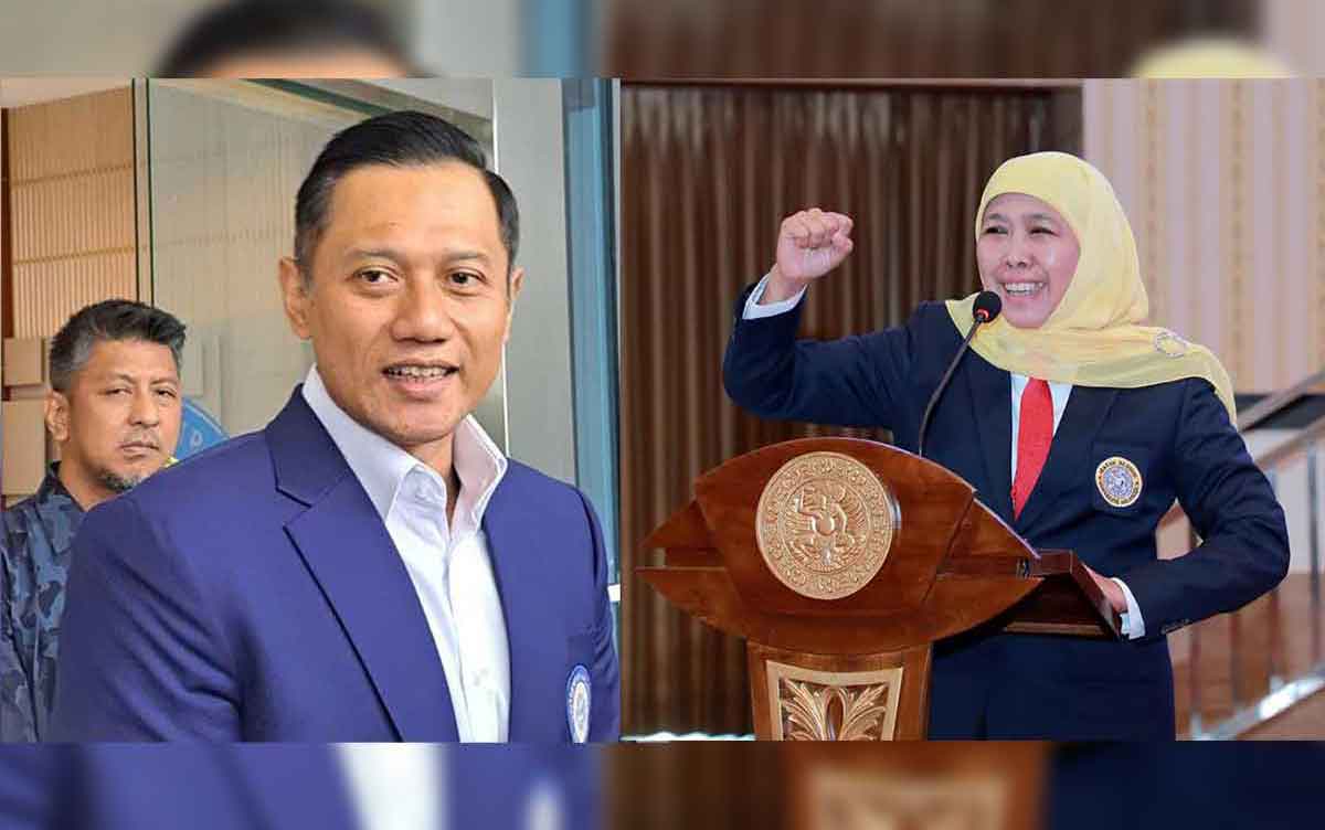 Kolase foto antara AHY dan Khofifah.