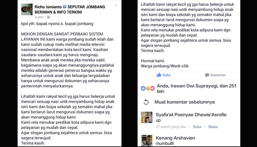 Surat Terbuka dari Netizen untuk Bupati Jombang terkait Bobroknya Pelayanan e-KTP