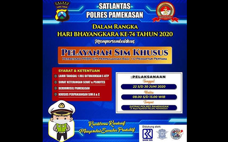 Poster pelayanan SIM khusus.