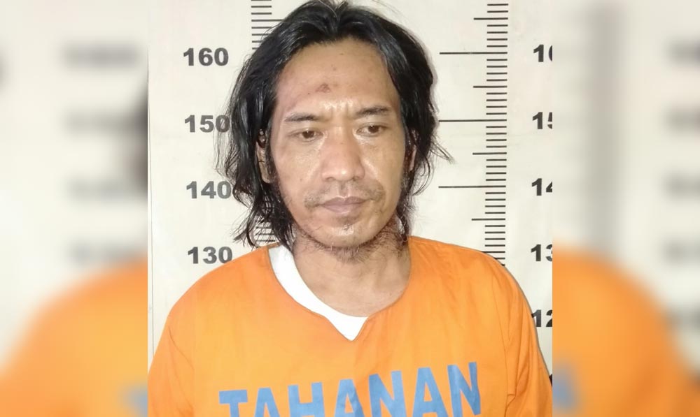 Tersangka Muchammad Khottib diamankan di Mapolresta Sidoarjo.