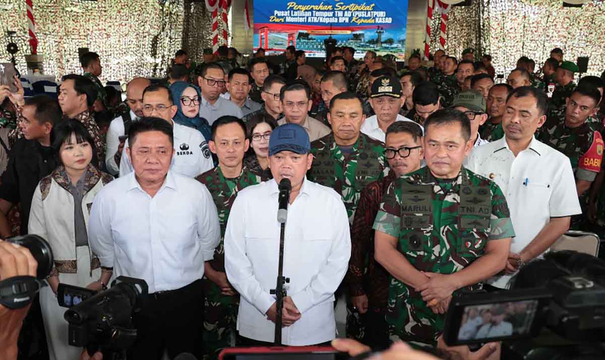 Menteri ATR/BPN saat memberi sambutan di Aula Puslatpur, Kabupaten Ogan Komering Ulu (OKU) Timur.